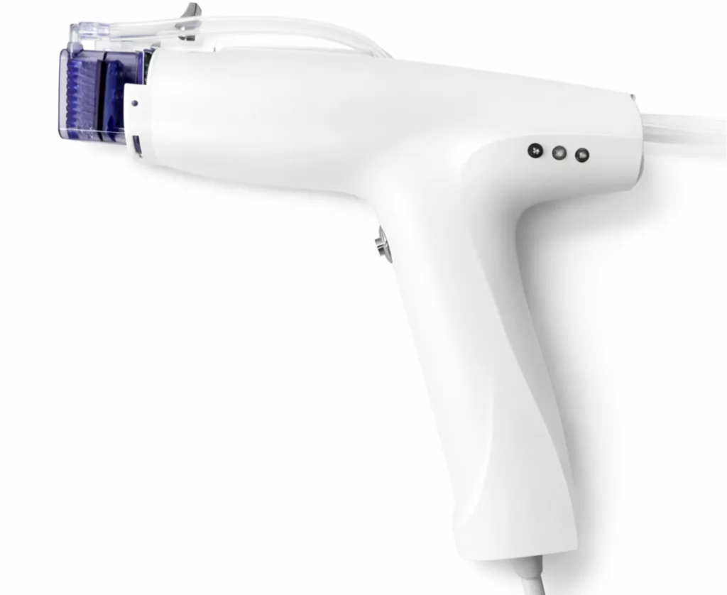 Pistol-grip RF microneedling applicator